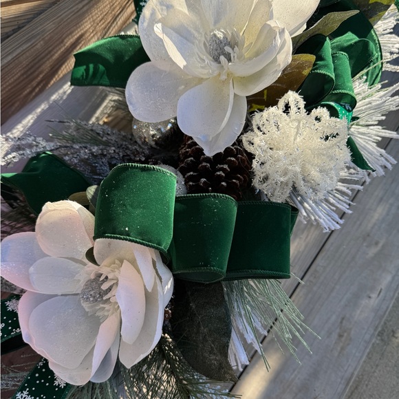 SOLD LOCALLY. Winter Magnolia Swag/Centerpiece/Door Hanger - Picture 4 of 16